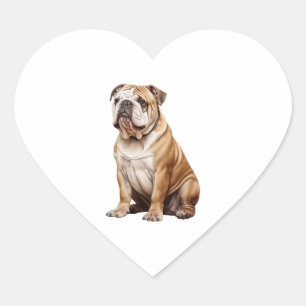 Charmantes englisches Bulldog Portrait - Adorable  Herz-Aufkleber