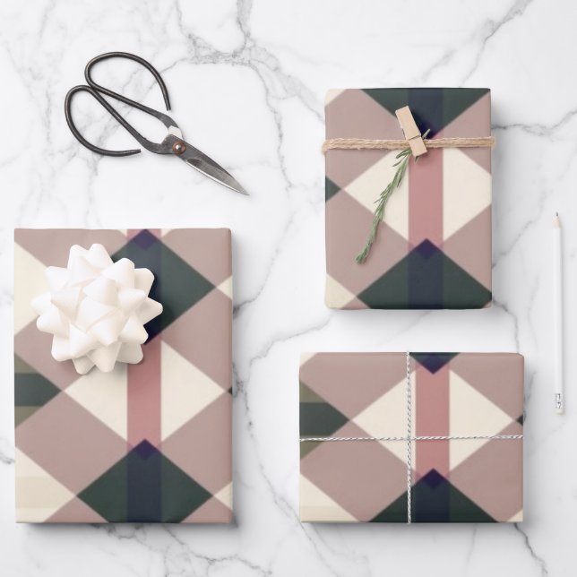 Charmantes englisches Volk Kariert: Rustikale Trad Geschenkpapier Set (Vorderseite)