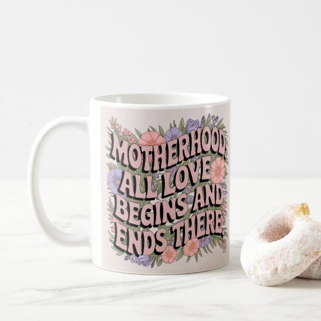 Charmantes Floral für Mama Bedeutende Mutterschaft Kaffeetasse (Mit Donut)