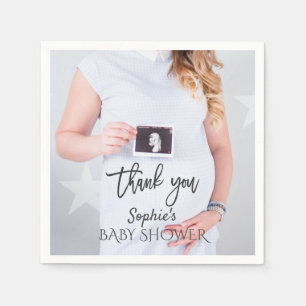 Charmantes Foto Baby Duschhandschrift Danke Serviette