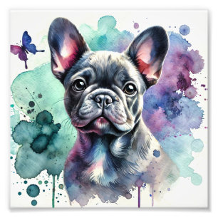 Charmantes französisches Bulldog-Watercolor Fotodruck
