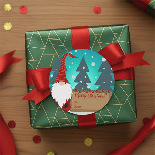 Charmantes Gnome Snowy Winter Wunderland Weihnacht Runder Aufkleber