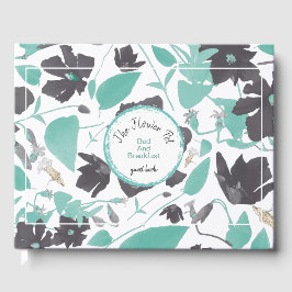 Charmantes graues Mint Floral Muster Vermietung Gästebuch