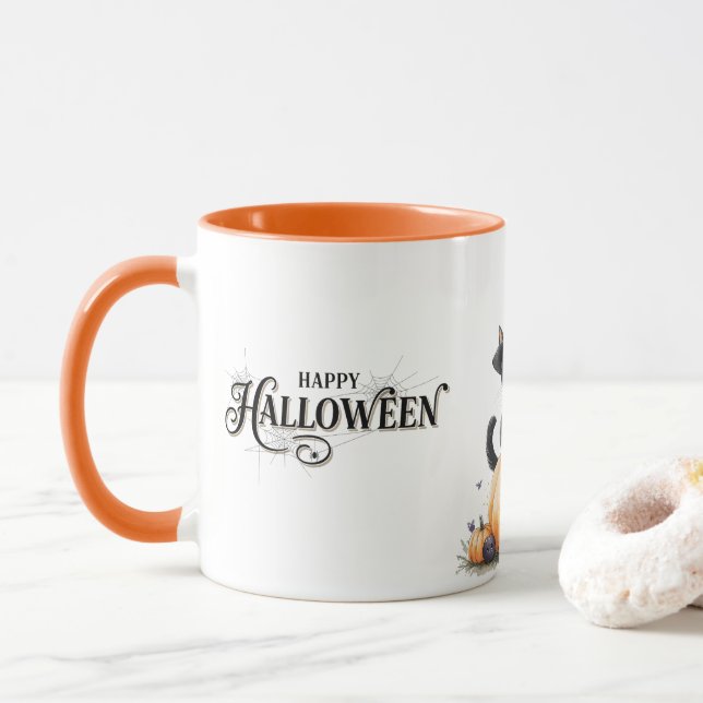 Charmantes Halloween-Party Hexe, Pumpkins und Spoo Tasse (Mit Donut)