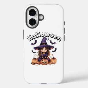 Charmantes Hexenmädchen Halloween-Dekor mit Pumpki iPhone 16 Hülle