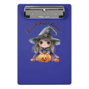 Charmantes Hexenmädchen Halloween-Dekor mit Pumpki Mini Klemmbrett