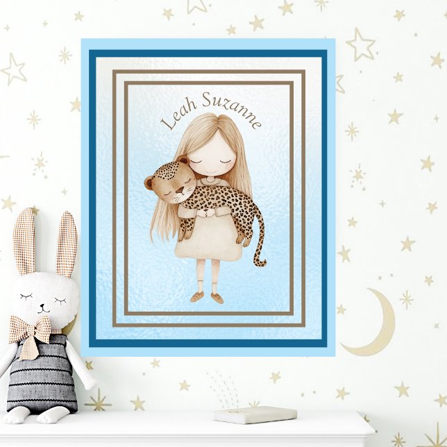 Charmantes kleines Mädchen mit Baby Leopard Wall A Poster (Von Creator hochgeladen)