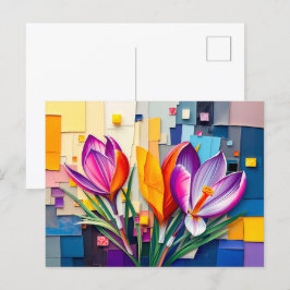 Charmantes Krokus im modernen Abstrakten Stil Feiertagspostkarte