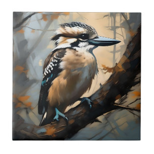 Charmantes Lachen: Kookaburra in Ölfarbe Fliese