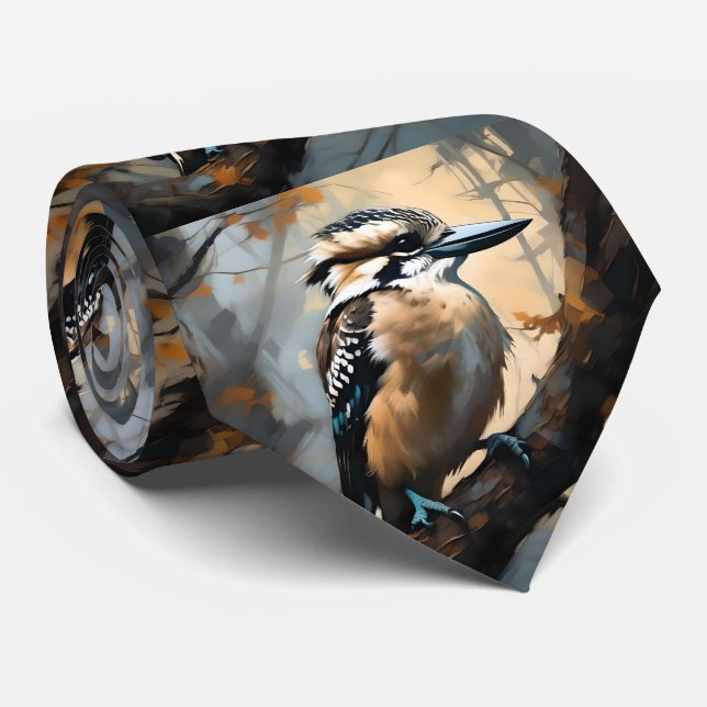Charmantes Lachen: Kookaburra in Ölfarbe Krawatte (Gerollt)
