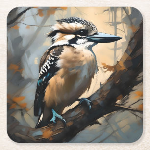 Charmantes Lachen: Kookaburra in Ölfarbe Rechteckiger Pappuntersetzer