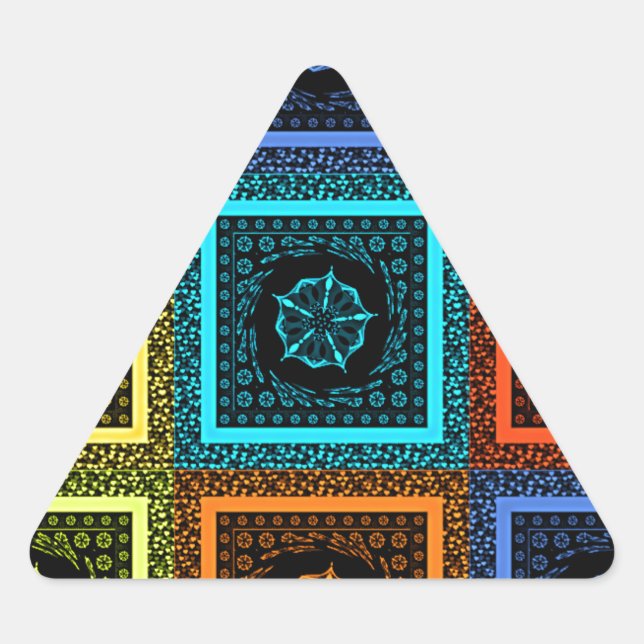 Charmantes, mehrfarbiges Musterdesign Dreieckiger Aufkleber (Vorderseite)