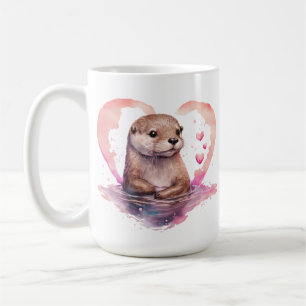 Charmantes Niedlich schönes Aquarell Rosa Otter Kaffeetasse
