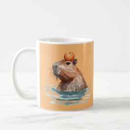 Charmantes Niedliches Capybara mit Orange Kaffeetasse