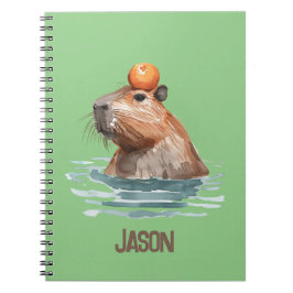 Charmantes Niedliches Capybara mit Orange und Kids Notizblock