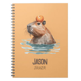 Charmantes Niedliches Capybara mit Orange und Kids Notizblock