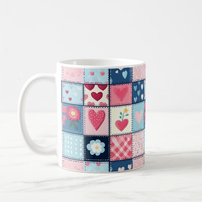 Charmantes Niedliches Patchwork-Design Kaffeetasse (Links)