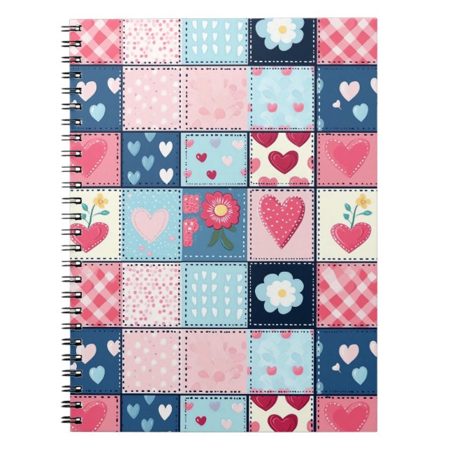 Charmantes Niedliches Patchwork-Design Notizblock (Vorderseite)