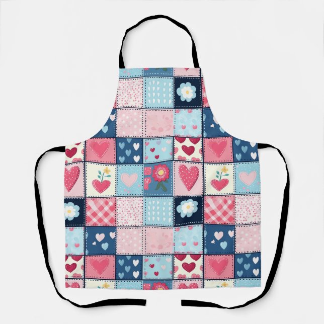 Charmantes Niedliches Patchwork-Design Schürze (Vorderseite)
