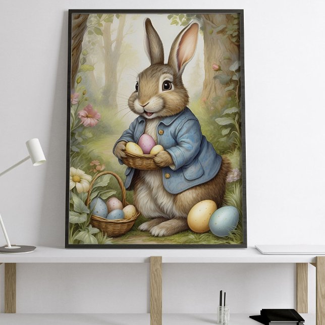Charmantes Osterhase im Blue Coat Woodland Poster (Von Creator hochgeladen)