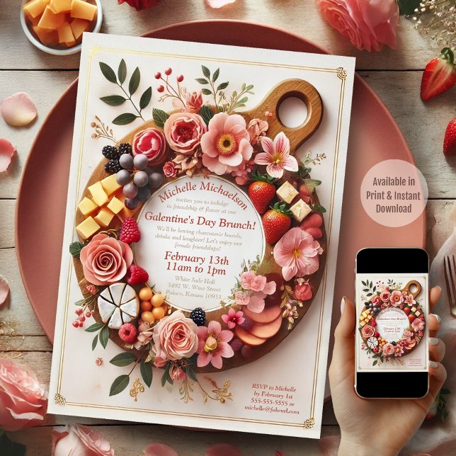 Charmantes Party der Charcuterie-Galentine Einladung (Galentine's Day Charcuterie Board)