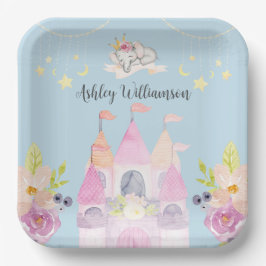 Charmantes Pink Burg Princess Girl Babydusche Pappteller