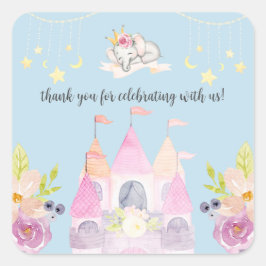 Charmantes Pink Burg Princess Girl Babydusche Quadratischer Aufkleber