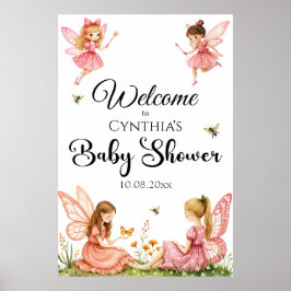 Charmantes Pink Fairies Woodland Baby Dusche Empfa Poster