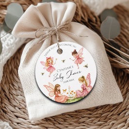 Charmantes Pink Fairies Woodland Babydusche Geschenkanhänger