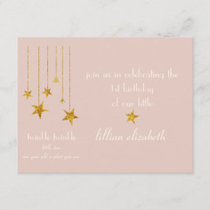 Charmantes Pink & Gold Twinkle Einladung