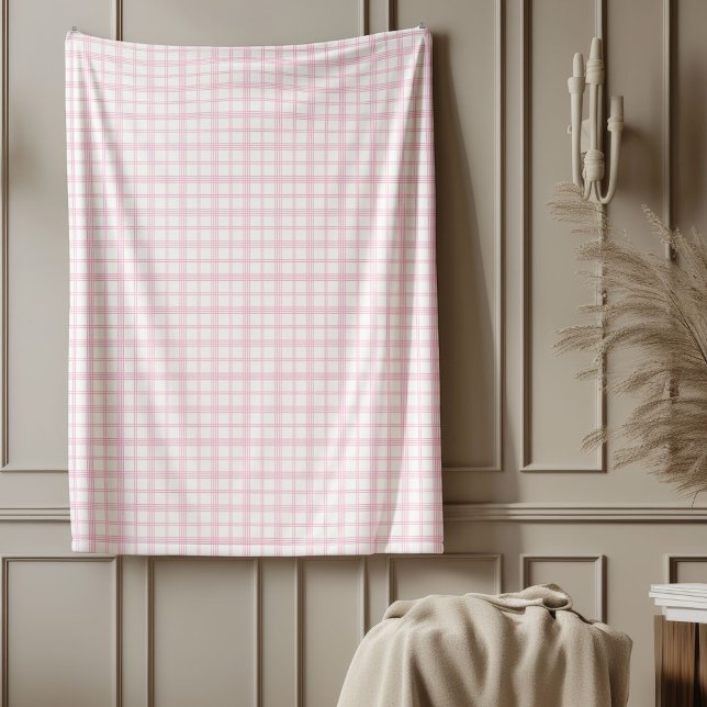 Charmantes Pink Kariert Blanket Gingham Karo Desig Fleecedecke (Charming Pink Plaid Blanket Gingham Check Design)
