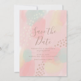 Charmantes Pink Pastel Abstrakte Hochzeit Save The Date