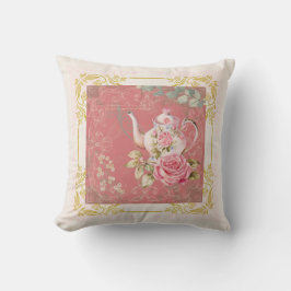 Charmantes Pink Vintag Vibes Hütte Teapot Kissen