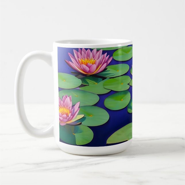 Charmantes Pink Water Lilies Kaffeetasse (Links)
