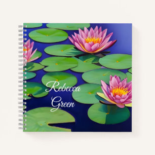 Charmantes Pink Water Lilies Notizbuch