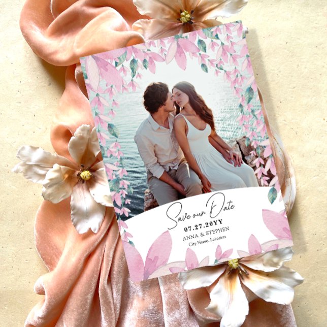 Charmantes Pink Wisteria Save the Date Einladung (Von Creator hochgeladen)