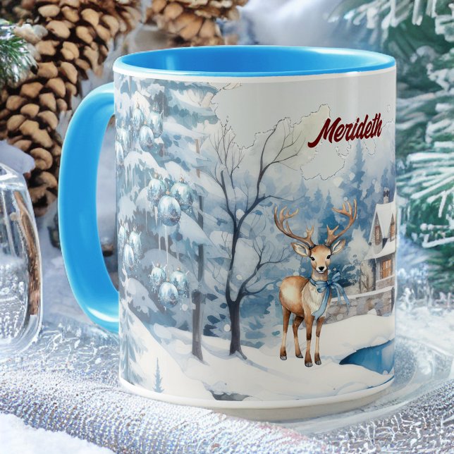 Charmantes Rentier im Winter Wunderland mit Name Tasse (Von Creator hochgeladen)