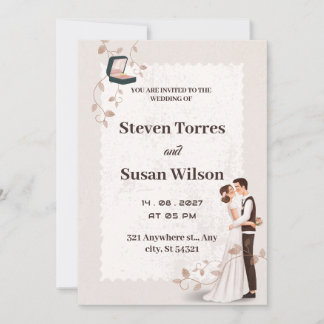 Charmantes Romantisches Beige gezeichnet Einladung