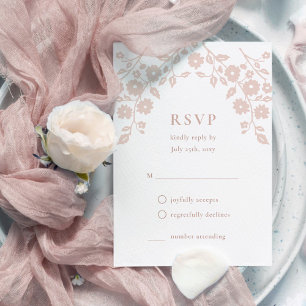 Charmantes Rosa FolkloreBlume Einfache Blütenprach RSVP Karte