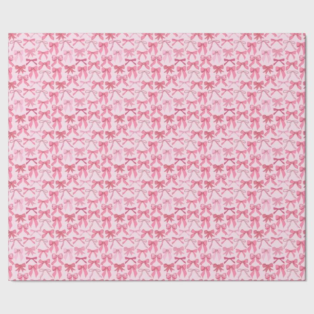 charmantes rosa Schleifenmuster Geschenkpapier (Saum)