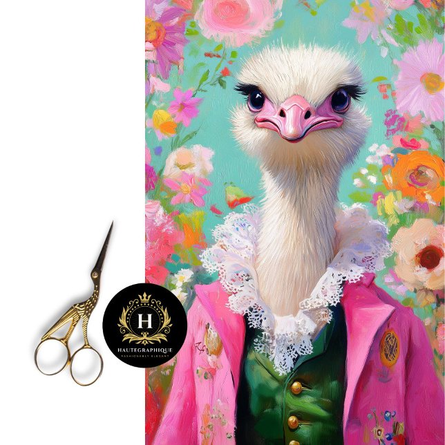 Charmantes Rosa und grünes Straußendekoupage Seidenpapier (Von Creator hochgeladen)