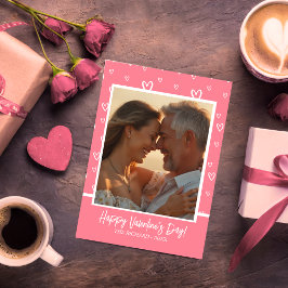 Charmantes Rosa und Weiß Herz mit individuellem Fo Feiertagskarte