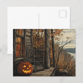 Charmantes Rustikales Halloween Bauernhaus Feiertagspostkarte