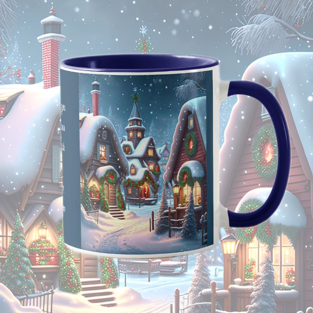 Charmantes schneeweihnachtliches Dorf, Weihnachtsz Tasse (Von Creator hochgeladen)