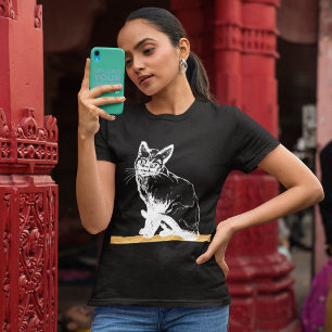 Charmantes Schwarz-Weiß-Katze-Tastik T-Shirt