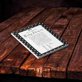 Charmantes Schwarz-weißes Baby Duschwort finden Notizblock