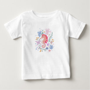 Charmantes Seepferd und Korallenriff Baby T-shirt