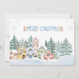 Charmantes Snowy Village Wasserfarben Weihnachten