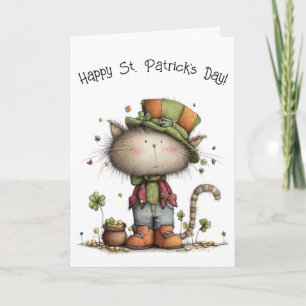 Charmantes St. Patrick’s Day-Kätzchen und Topf vol Karte