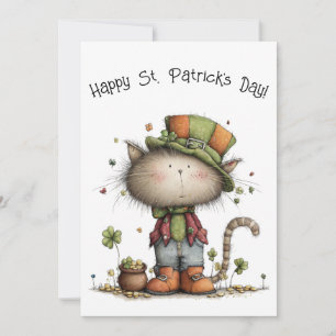 Charmantes St. Patrick’s Day-Katze- & Goldtopf-Fla Karte